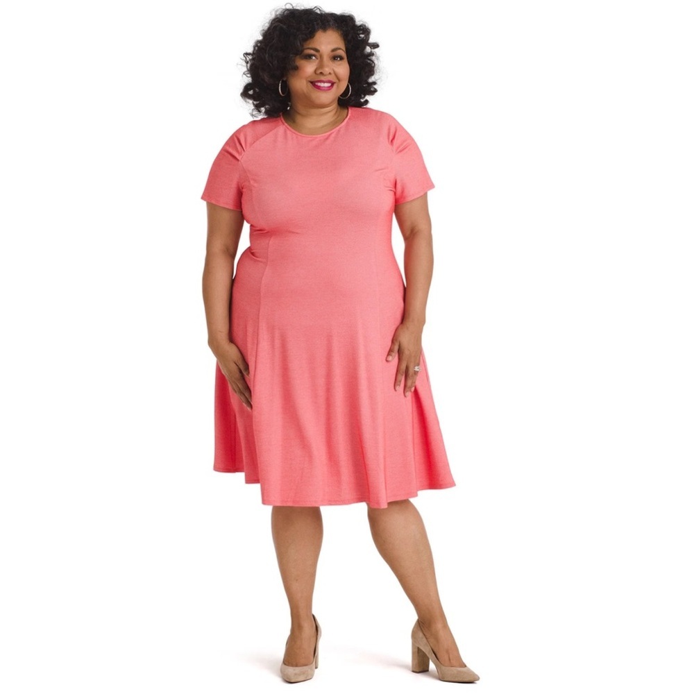 Anthropologie Hutch textured stretch peach Short Sleeve Dress